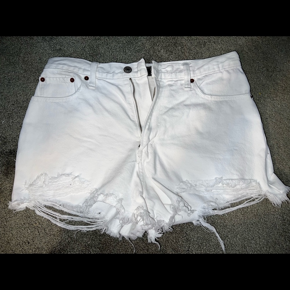 abercrombie and fitch white denim shorts